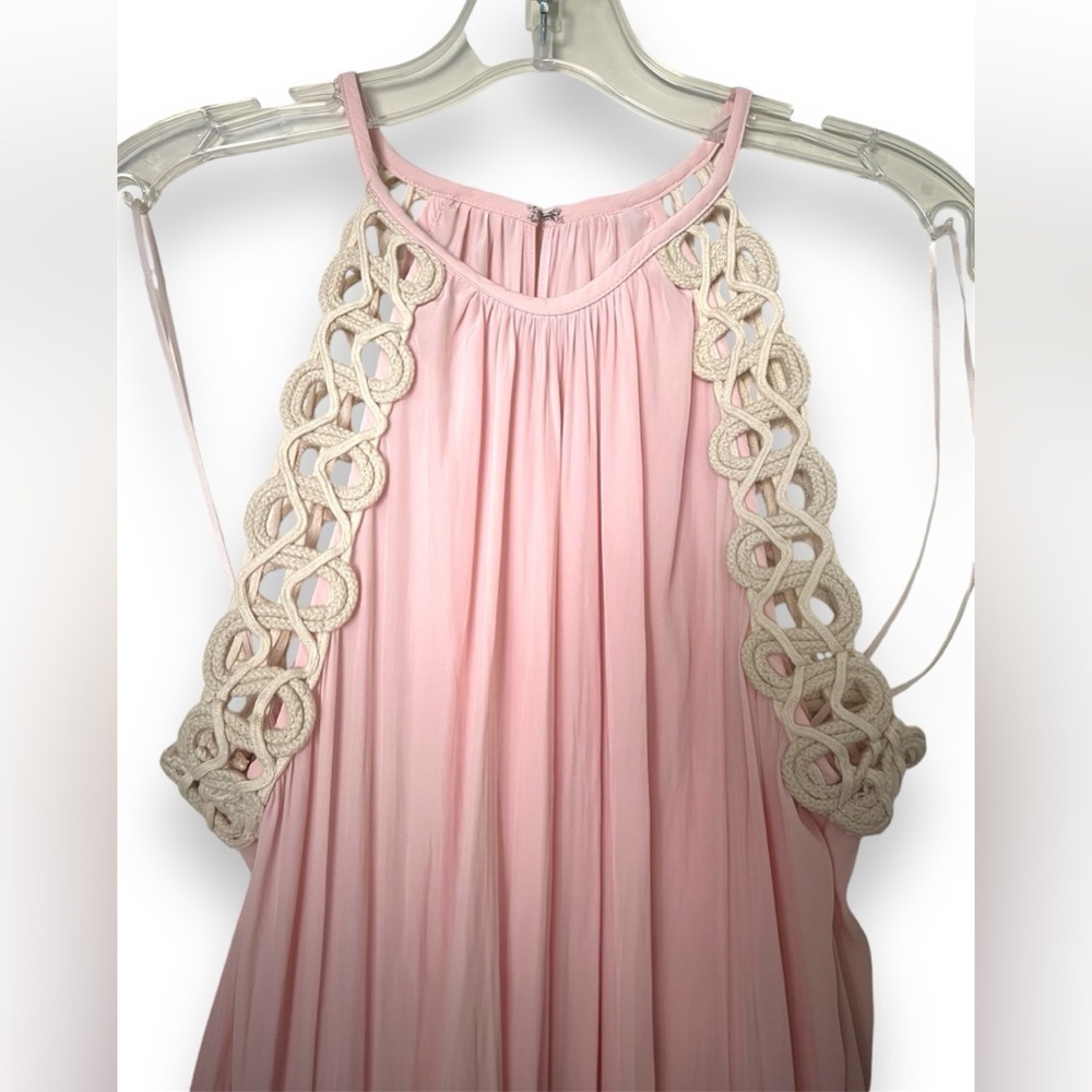 Ramy Brook Pink Maxi Dress with Cream Crochet Straps - Picture 2 of 8